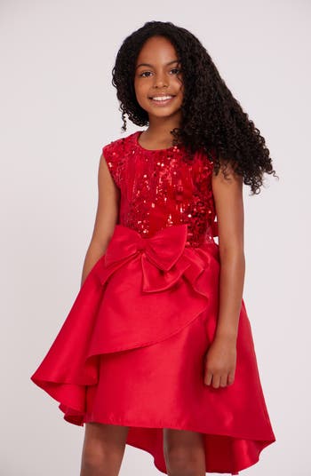 Kids' Sequin Velvet Bow Dress