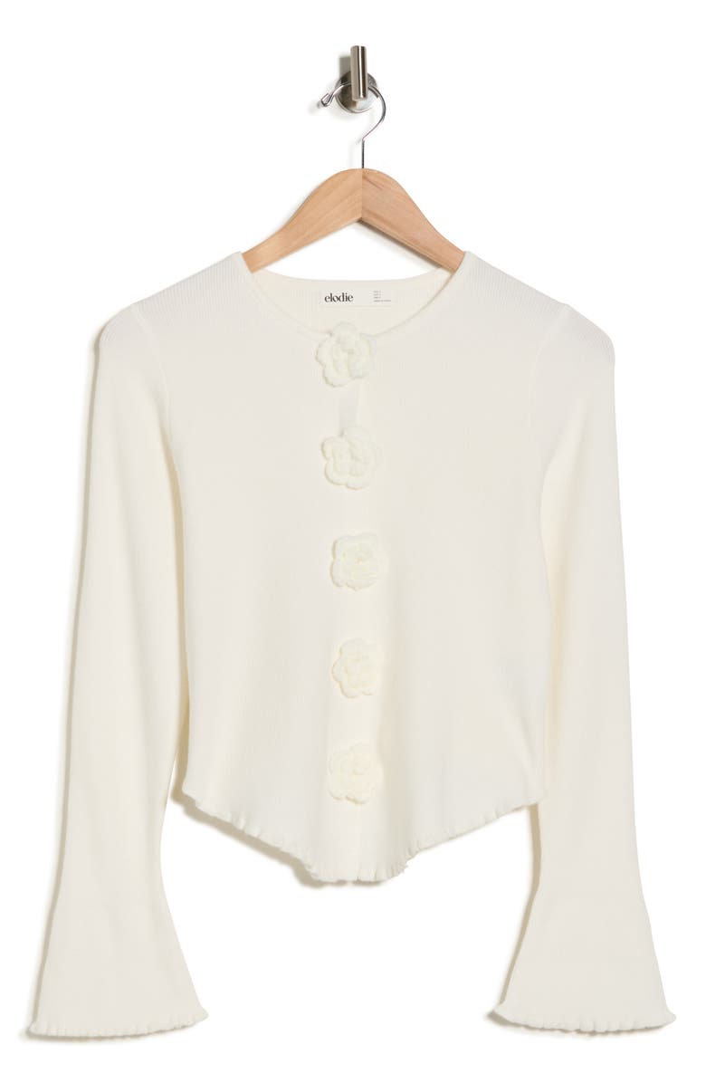 Elodie Rosette Bell Sleeve Sweater, Alternate, color, Off White