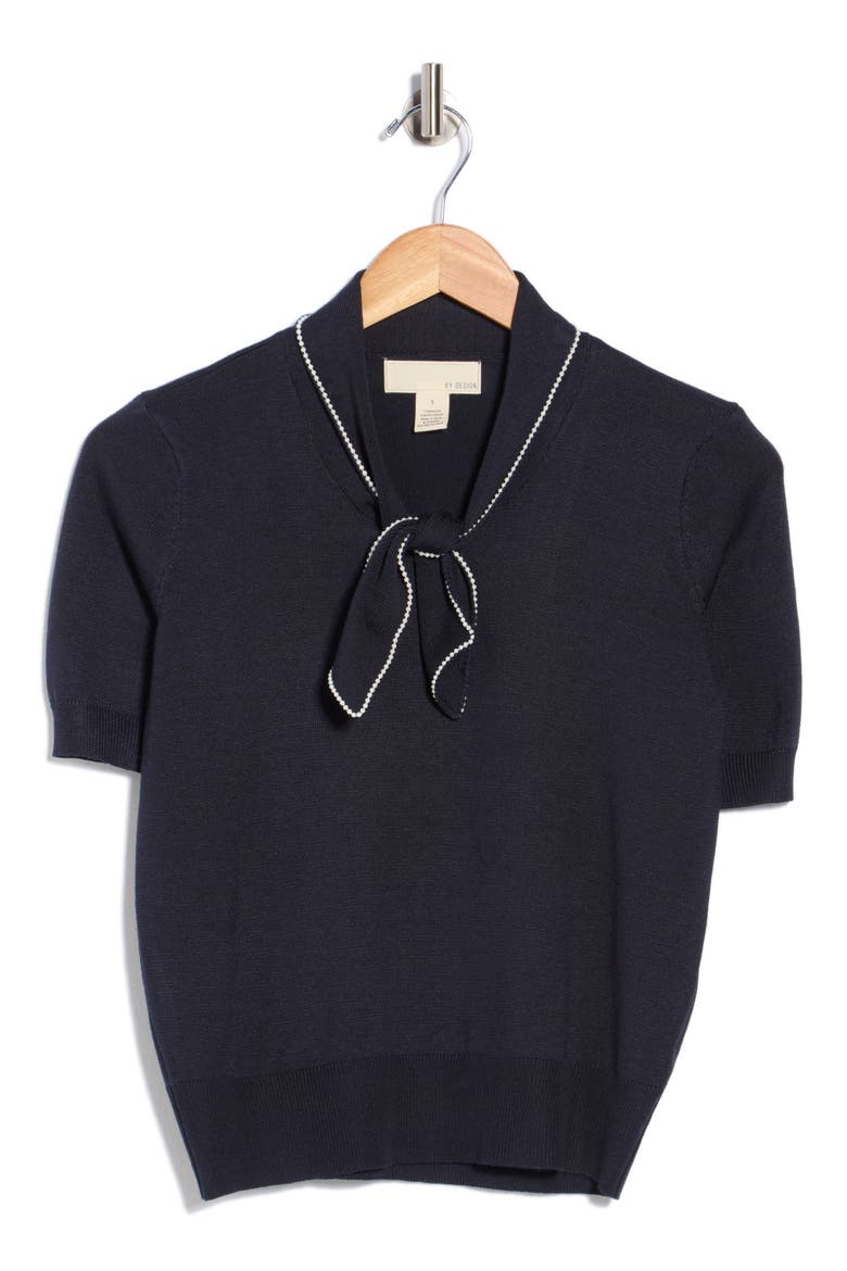 Harmony Short Sleeve Tie Front Sweater, Alternate, color, PEACOAT