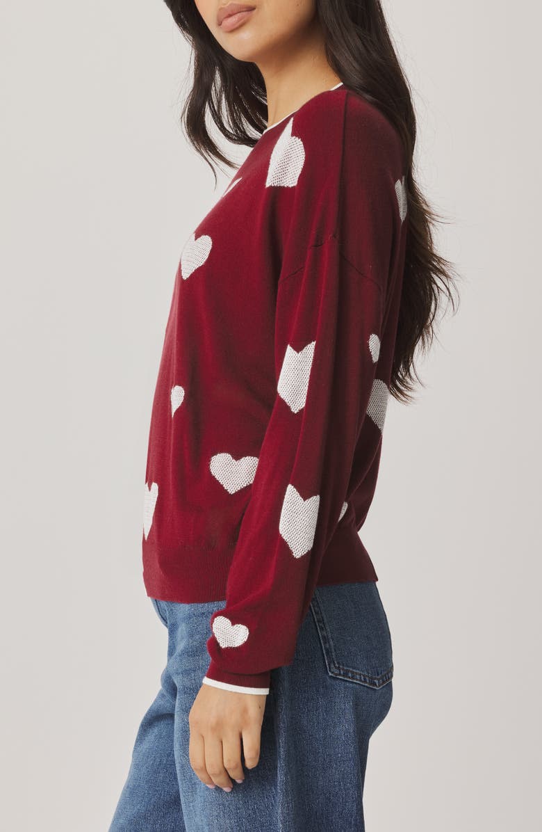 Splendid All the Love Cotton Blend Sweater, Alternate, color, Whipped Mauve Red/ Cherry Red