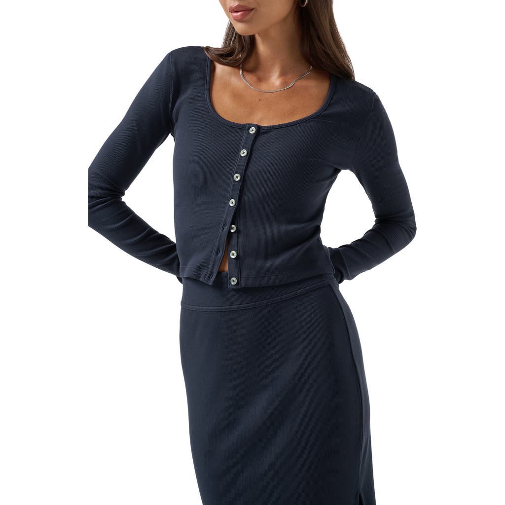 Travismathew Cloud Long Sleeve Rib Button-up Cardigan In Blue