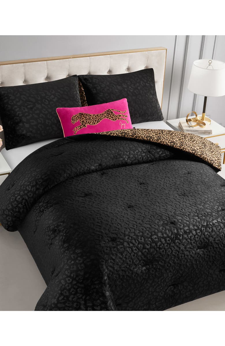 Juicy Couture Reversible Animal Print Comforter Set, Alternate, color, Leopard