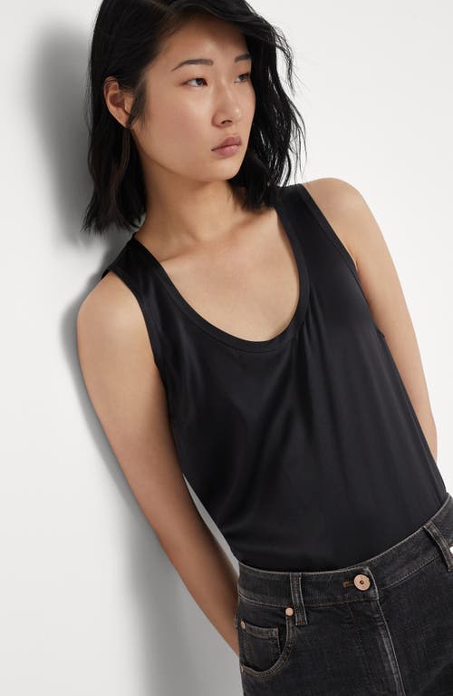 Brunello Cucinelli Satin Top In Black
