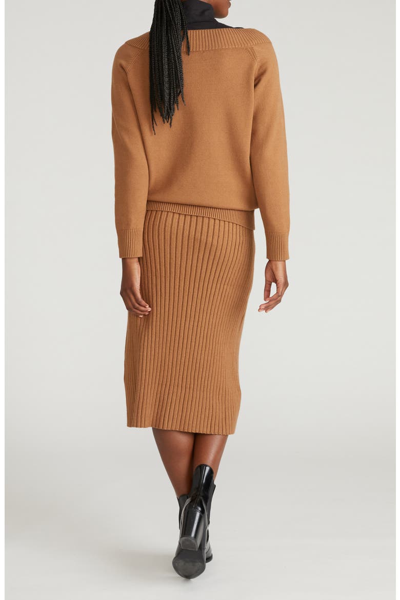 Risa Better Than Wool Sweater Midi Skirt, Alternate, color, CAMEL