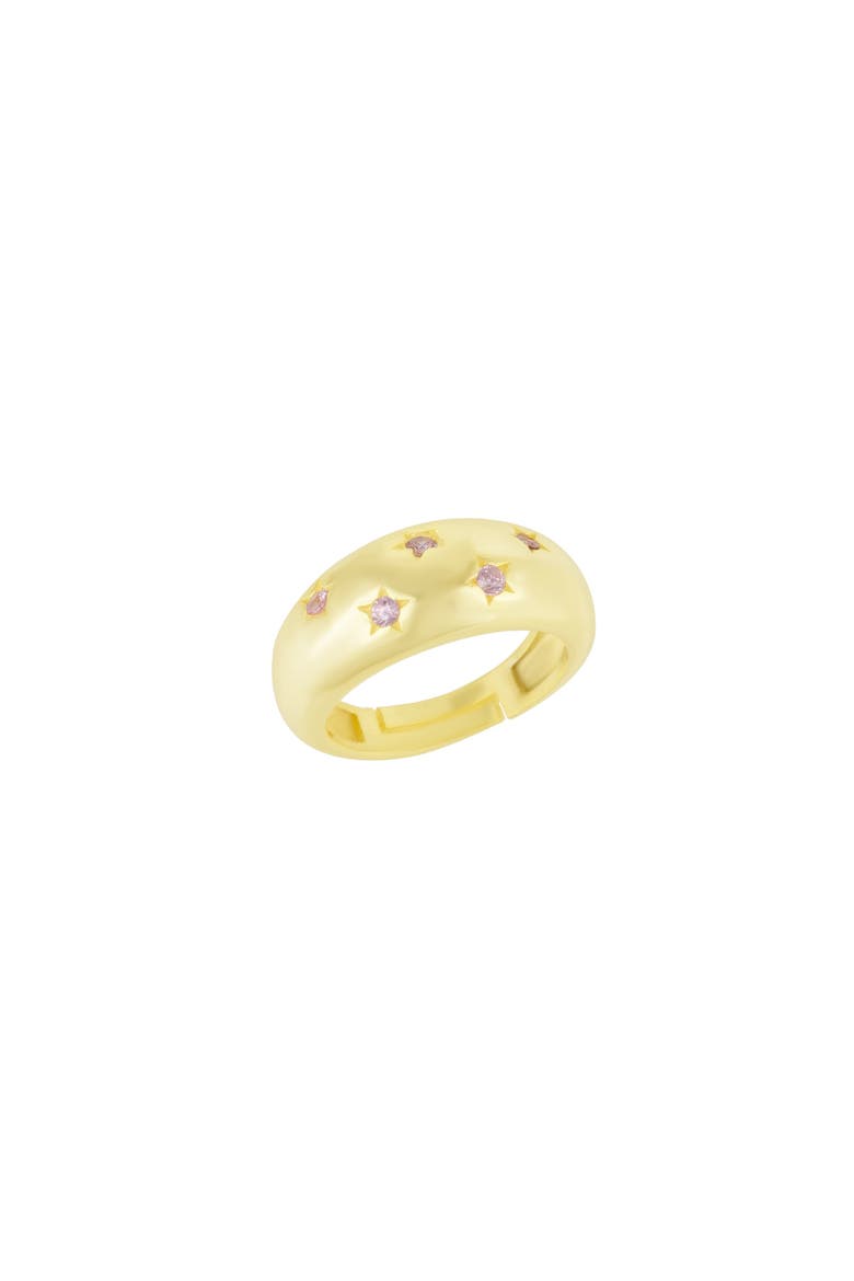 Celestial Star Sterling Silver Dome Ring With Stones, Main, color, Pink