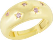 Spero London Celestial Star Sterling Silver Dome Ring With Stones