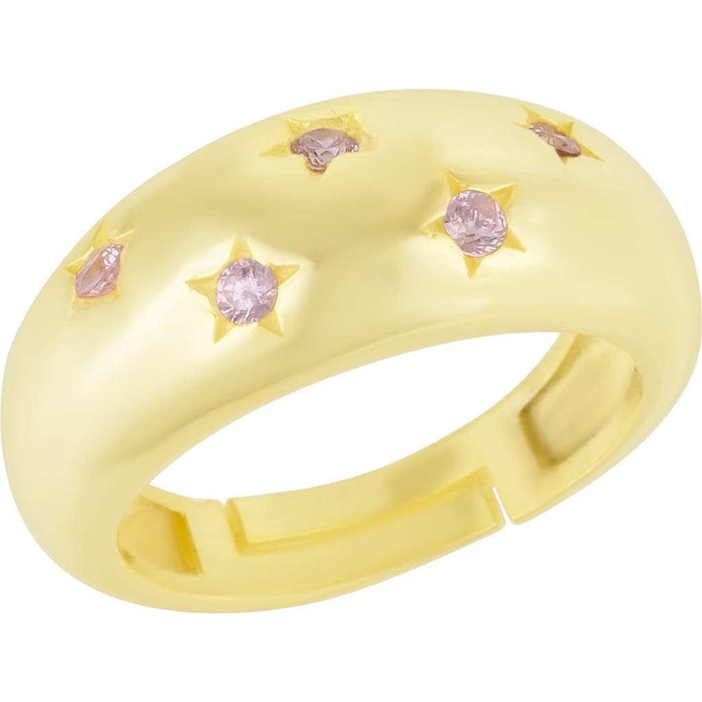 Spero London Celestial Star Sterling Silver Dome Ring With Stones In Gold