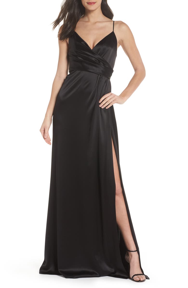 Jill Jill Stuart Faux Wrap Satin Gown, Main, color, 