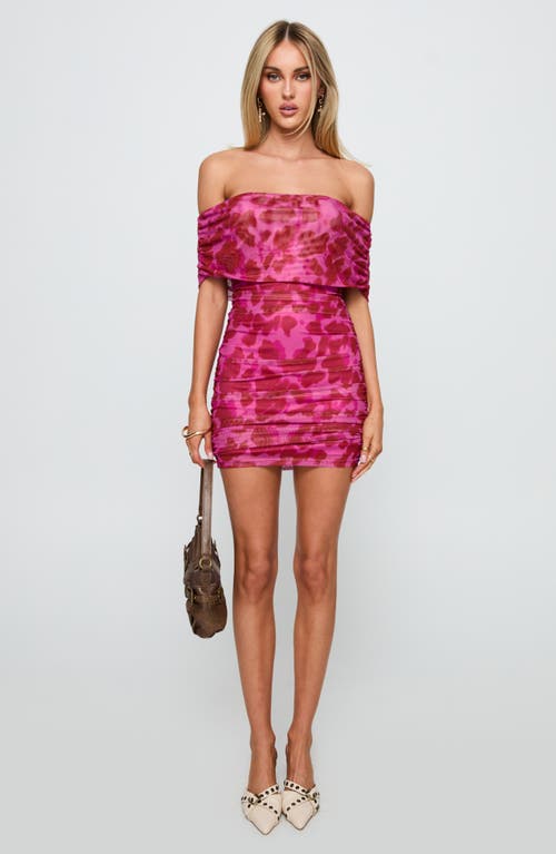 Princess Polly Hotseat Off The Shoulder Mesh Minidress In Pink