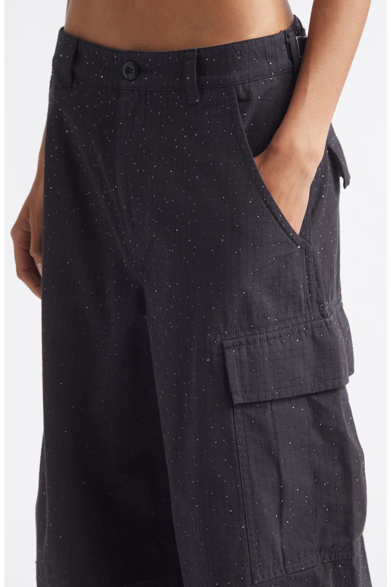 Crystal Embellished Cargo Pants, Alternate, color, WASHED JET BLACK