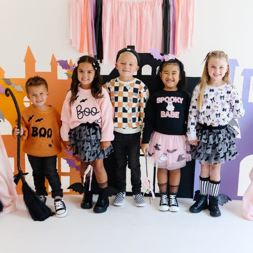 Sweet Wink Boo Checkered Halloween Sweatshirt In Multi