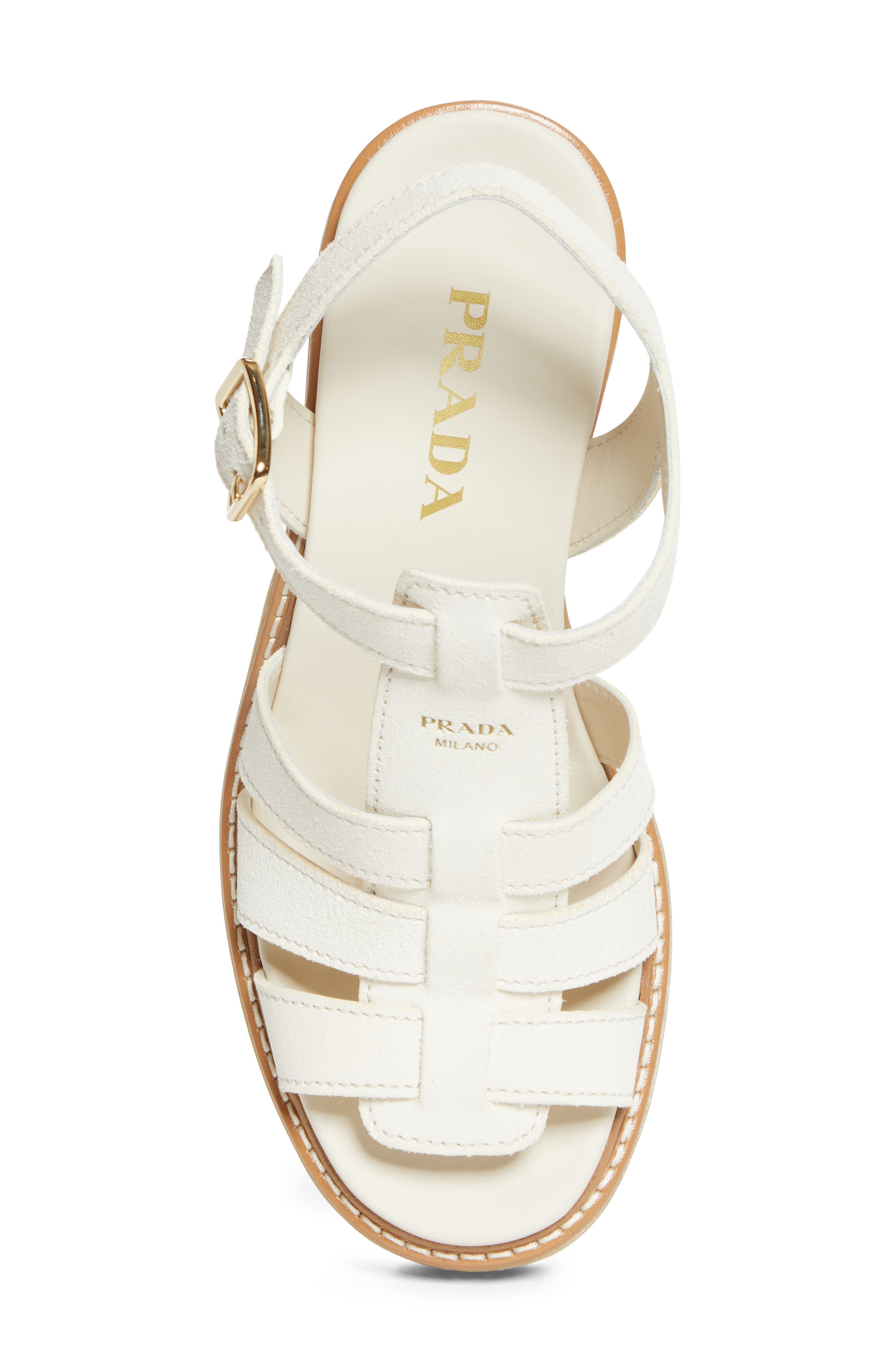Prada Stride Platform Sandal, Alternate, color, Avorio