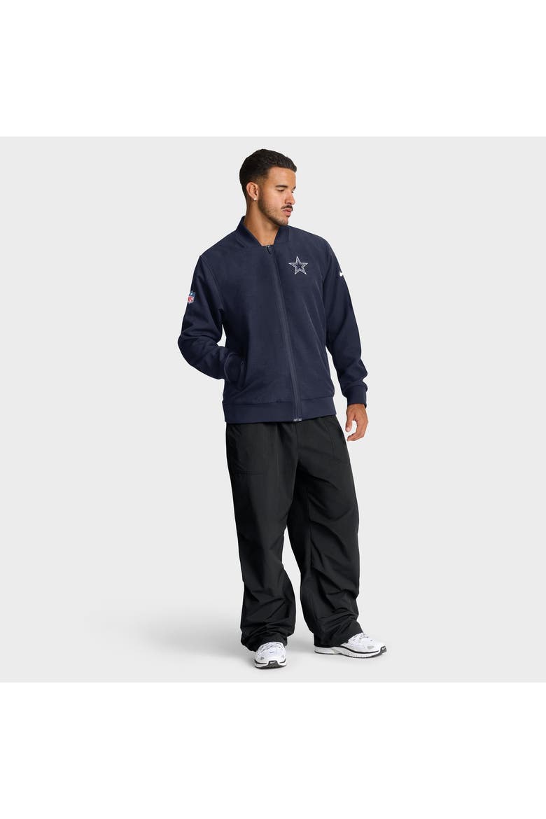 Men's Nike Navy Dallas Cowboys Sideline Powerful Blocking Full-Zip Bomber Jacket, Alternate, color, Navy