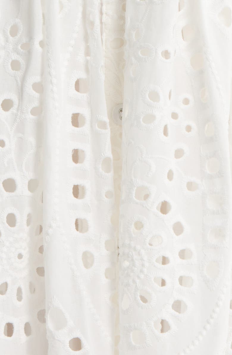 Avec Les Filles Scallop Neck Cotton Eyelet Midi Dress, Alternate, color, White