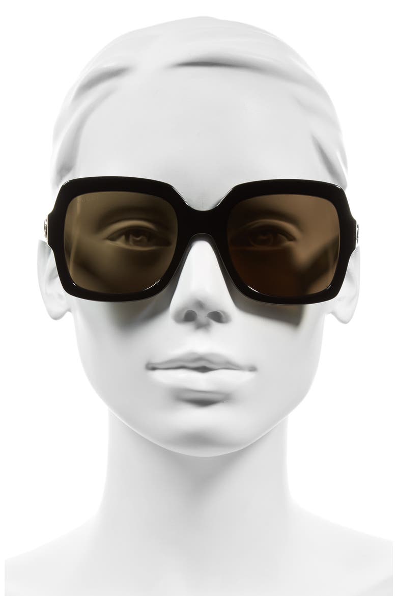54mm Square Sunglasses, Alternate, color, BLACK