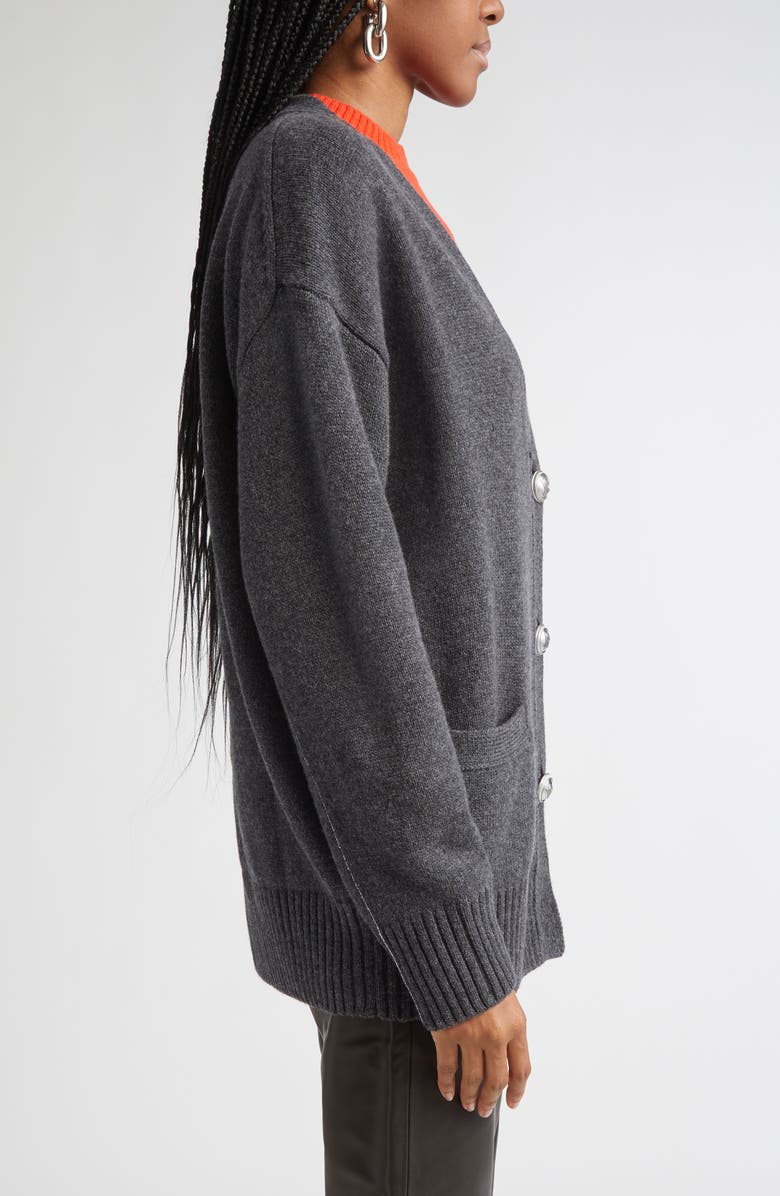 Rabanne Pull Wool & Cashmere Blend Cardigan, Alternate, color, Dark Grey