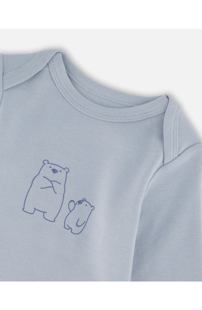 Deux par Deux Organic Cotton Allover and Overalls Set Leaf, Alternate, color, Blue