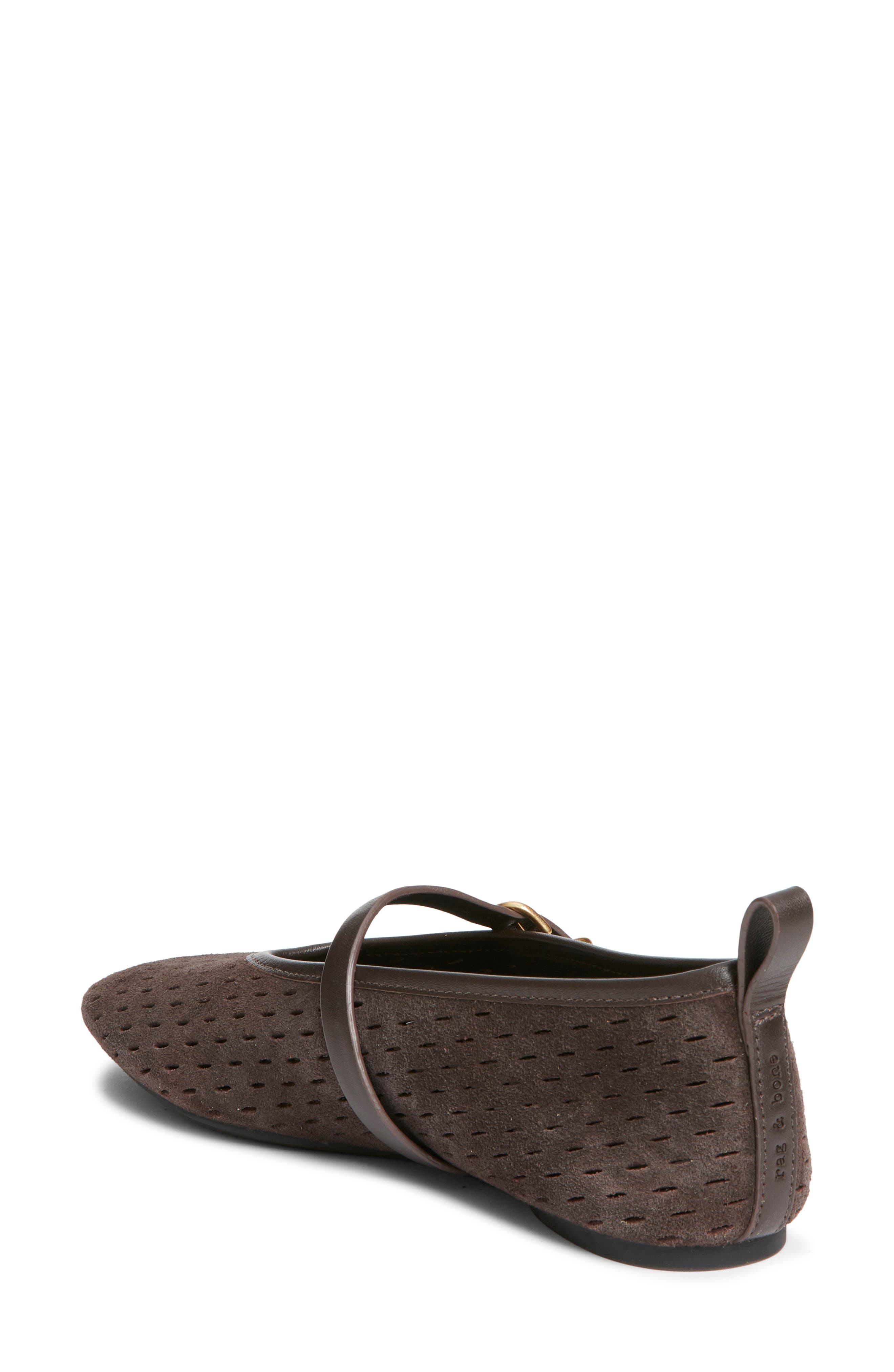 Spire Perforated Mary Jane Flat, Alternate, color, DARK BROWN SUEDE