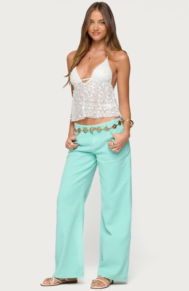 EDIKTED Roman Slouchy Low Rise Wide Leg Jeans, Alternate, color, Aqua