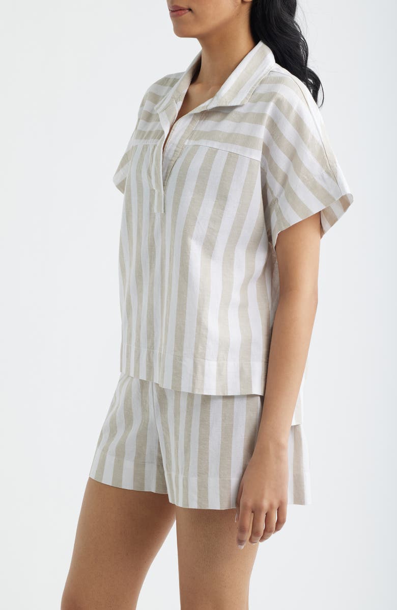 CITY BLUES Relaxed Stripe Shirt, Alternate, color, Sand