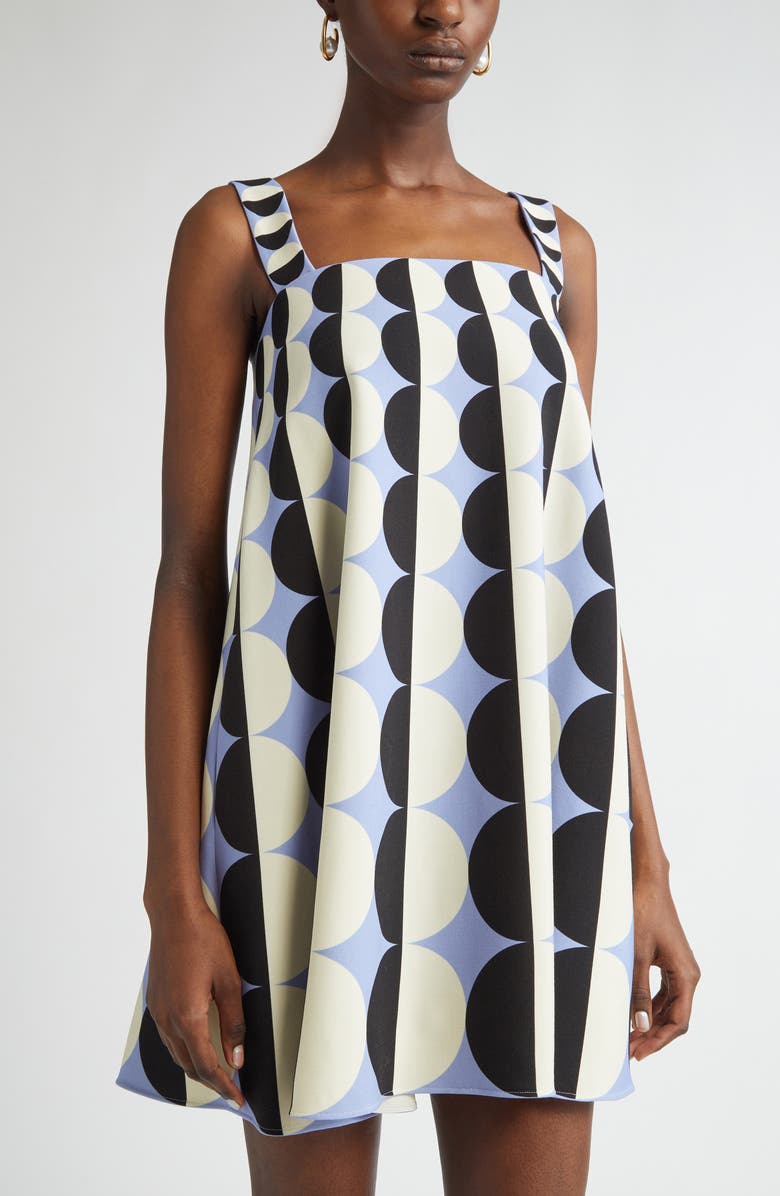 Oscar de la Renta Geometric Circle Trapeze Dress, Alternate, color, 