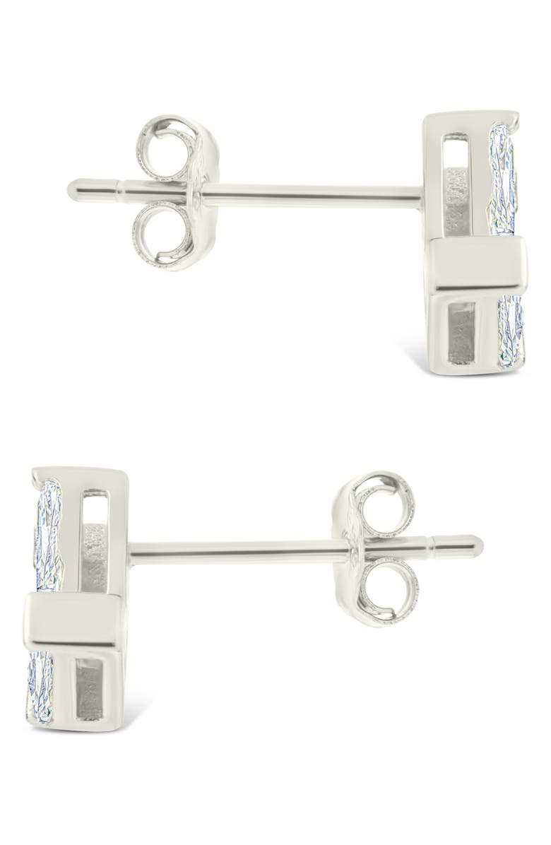 Sterling Forever Macy Baguette Cubic Zirconia Stud Earrings, Alternate, color, Silver