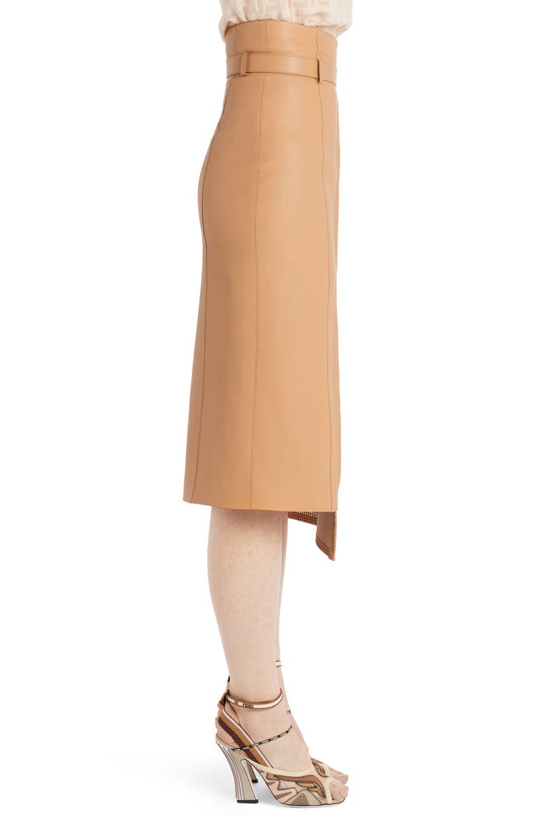 Asymmetrical Perforated Leather Wrap Skirt, Alternate, color, DURIAN