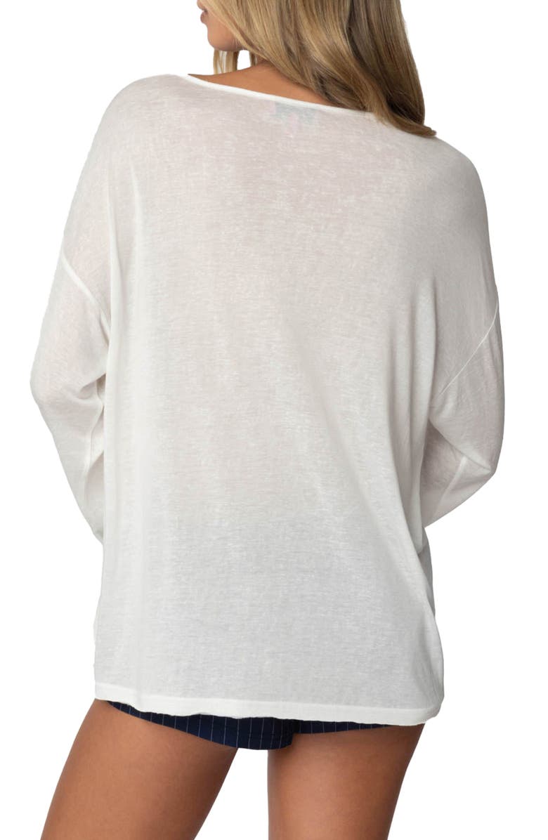 EDIKTED Oversize Semi-Sheer Top, Alternate, color, White