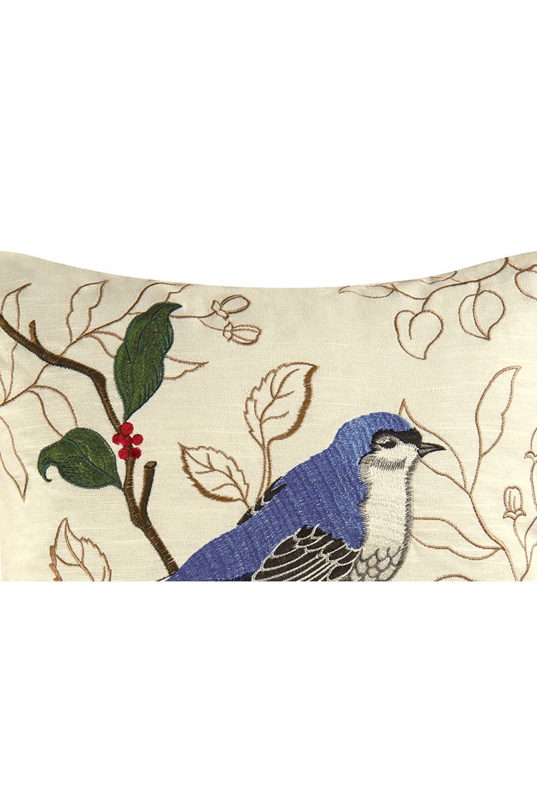 Gnatcatcher Embroidered Throw Pillow, 17" x 17", Alternate, color, Off-White