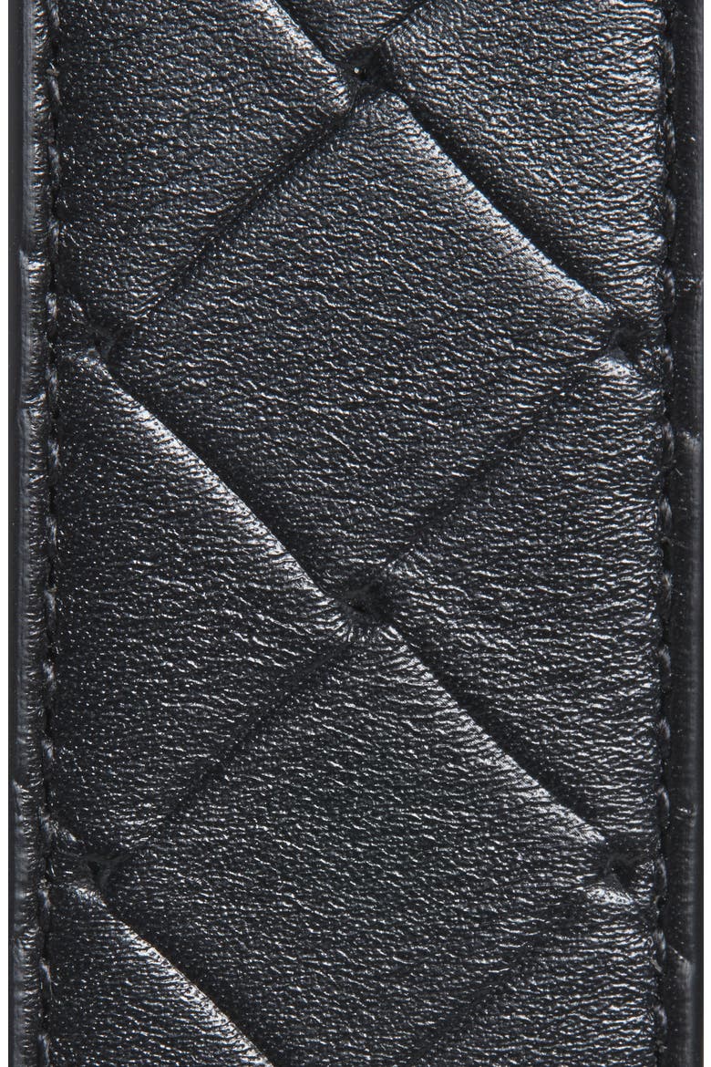 Intrecciato Leather Belt, Alternate, color, BLACK-SILVER