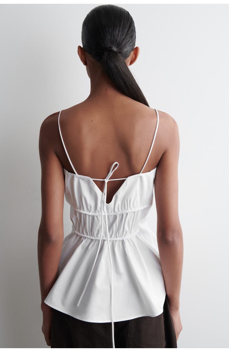 COS Gathered Cotton Peplum Top, Alternate, color, White