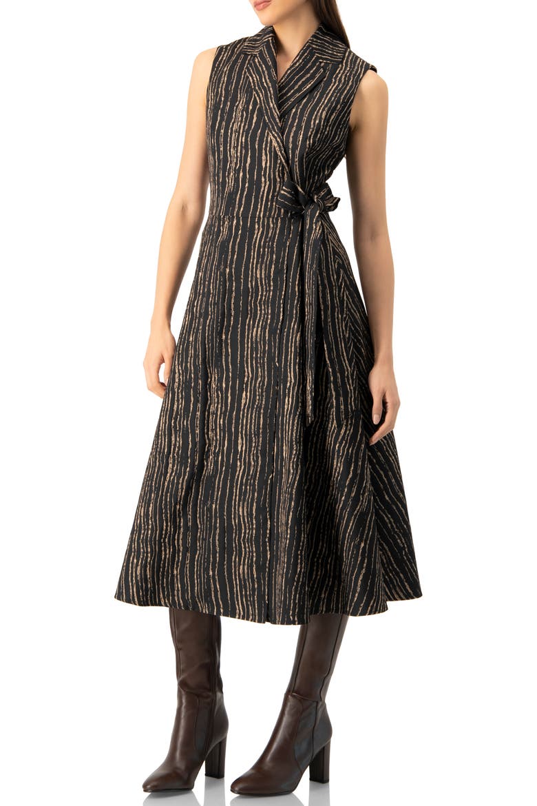 Sleeveless Long Wrap Dress, Alternate, color, Black