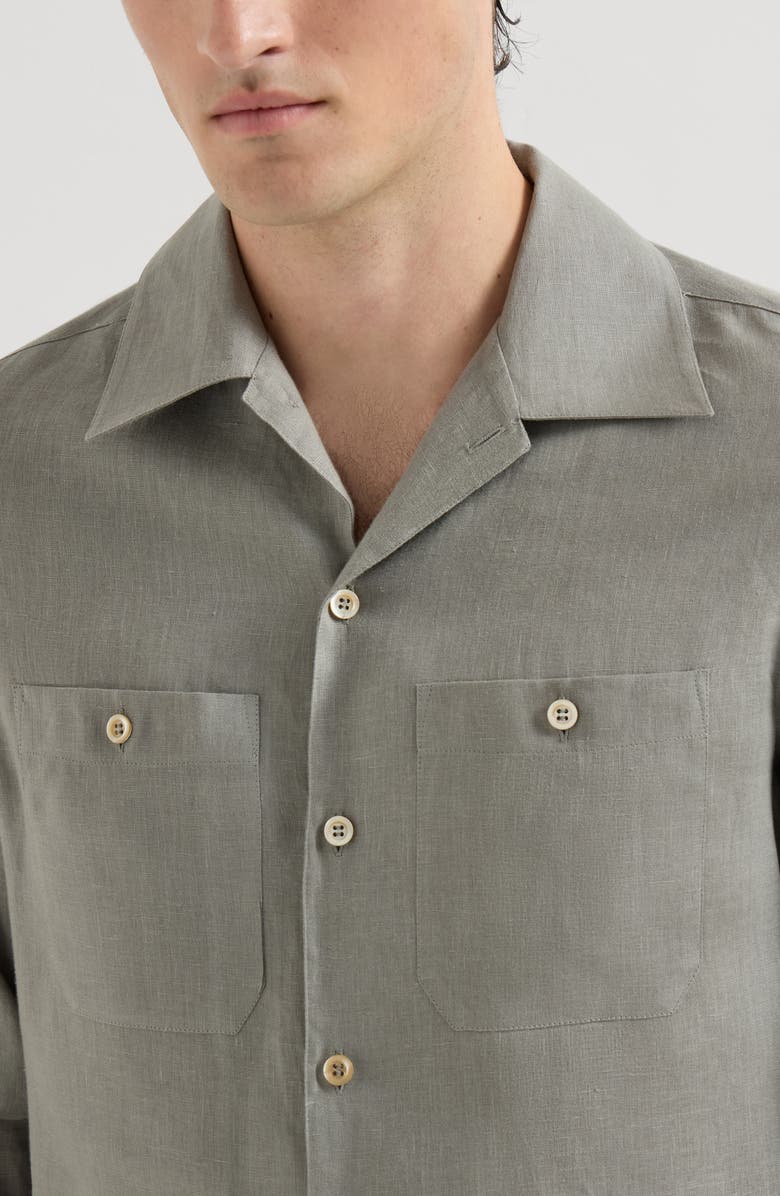 Brunello Cucinelli Shirt with chest pockets, Alternate, color, Khaki
