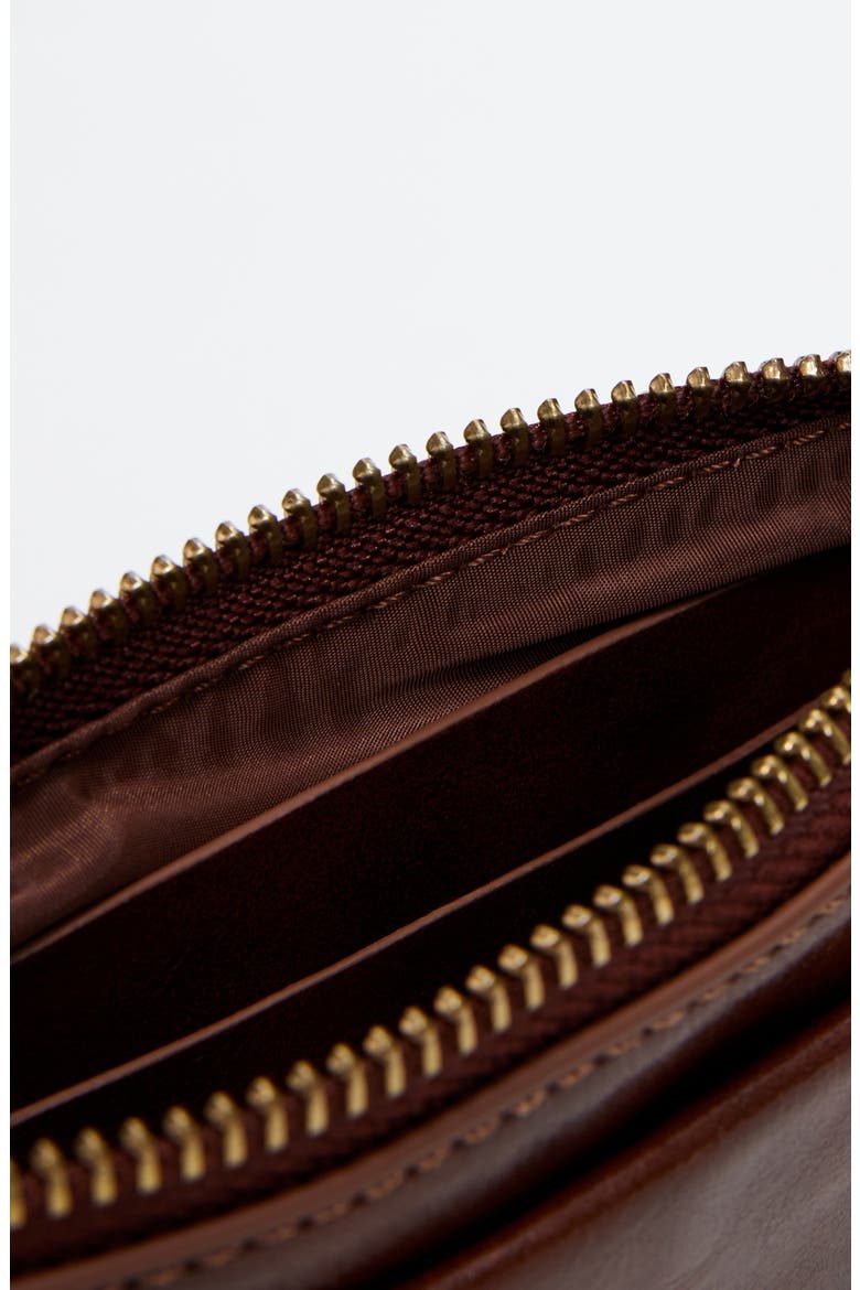 Faux Leather Zip Wallet, Alternate, color, BROWN