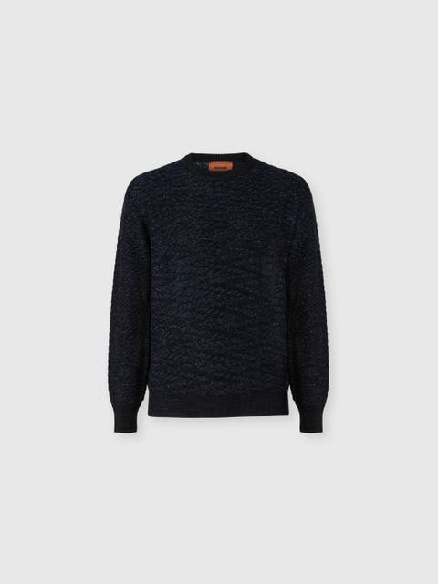 Wool And Viscose Zig Zag Crewneck Pullover