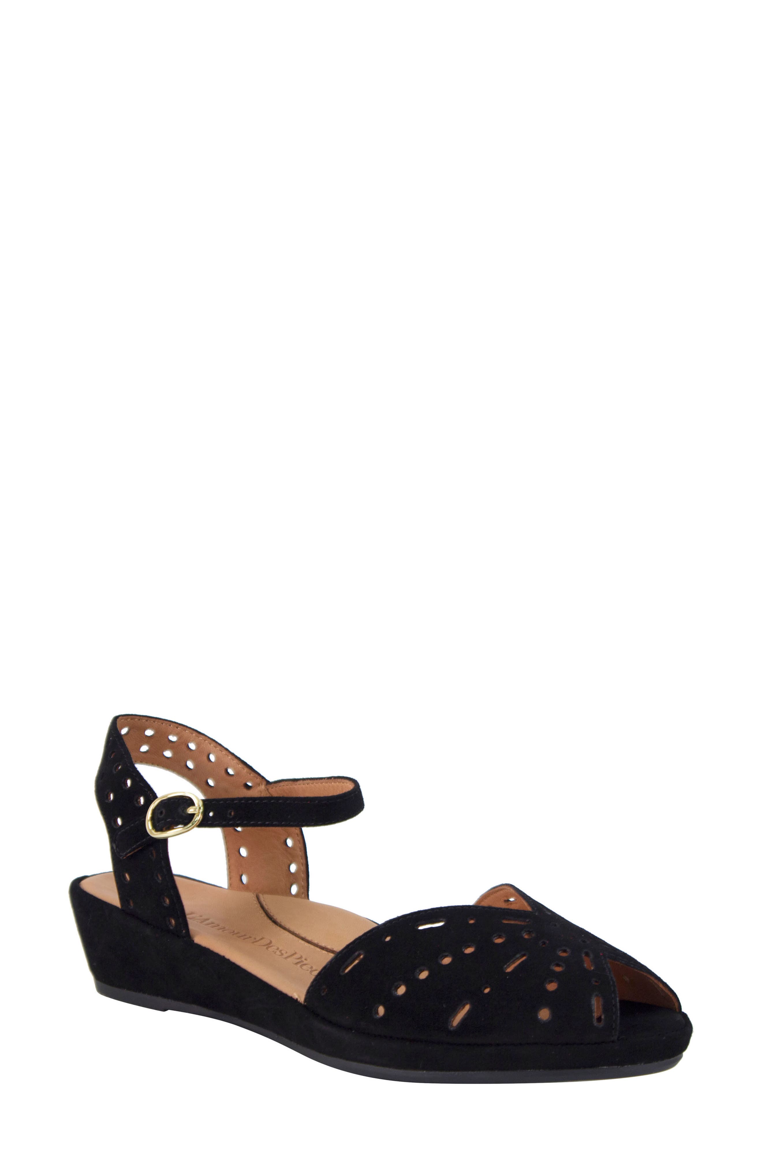 L'Amour des Pieds 'Brenn' Ankle Strap Sandal, Main, color, Black Suede
