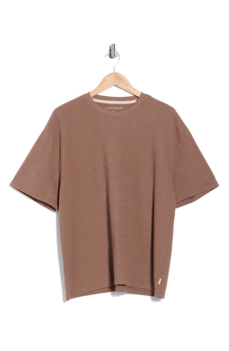 Lucky Brand Textured Boxy Knit T-Shirt, Alternate, color, Deep Taupe
