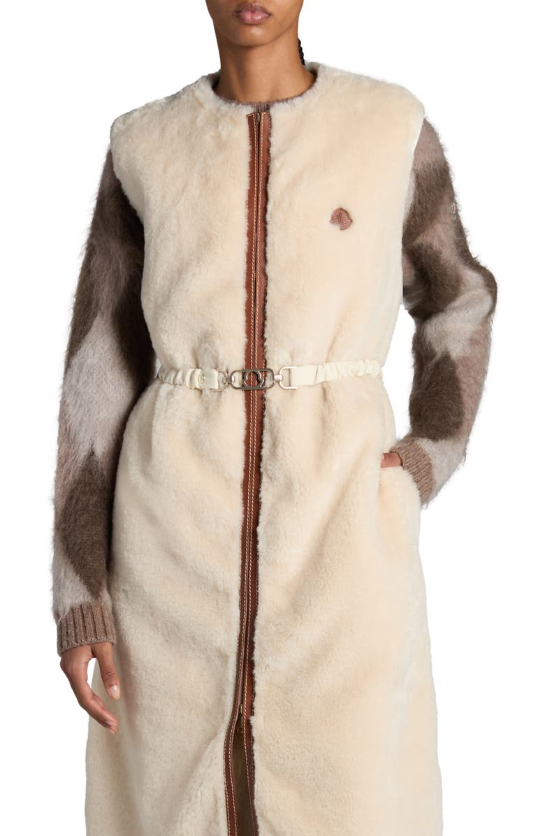 Moncler Sorbier Faux Fur & Down Long Vest, Main, color, 