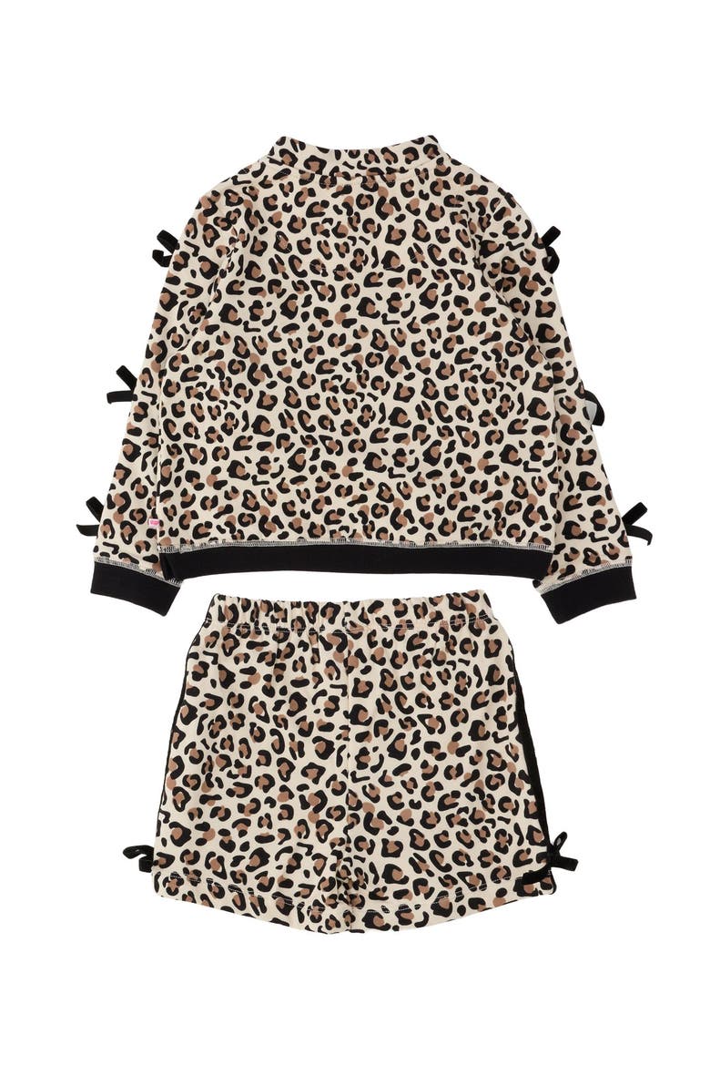 Fleece Bow Quarter Zip & Shorts Set (toddler, Little Kid, Big Kid), Alternate, color, Classic Leopard