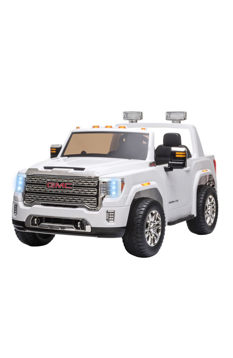 Aosom 12V Licensed GMC Sierra HD Ride on Truck with Remote Control, Four Wheel Suspension, Main, color, White