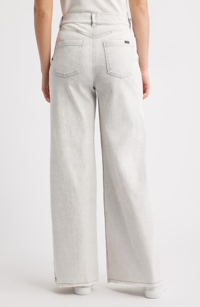 Hue Raw Hem Wide Leg Pull-On Denim Pants, Alternate, color, White Cloud Wash