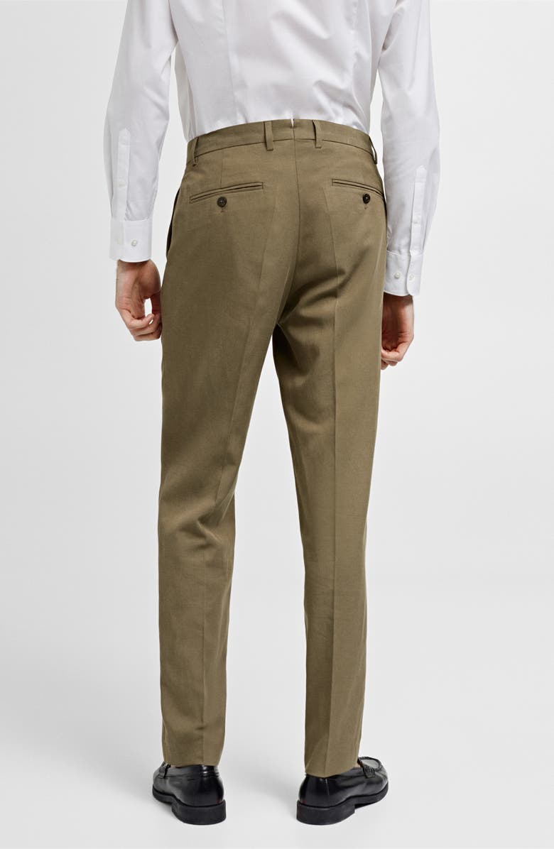 MANGO Slim Fit Pleated Suit Pants, Alternate, color, Khaki Green