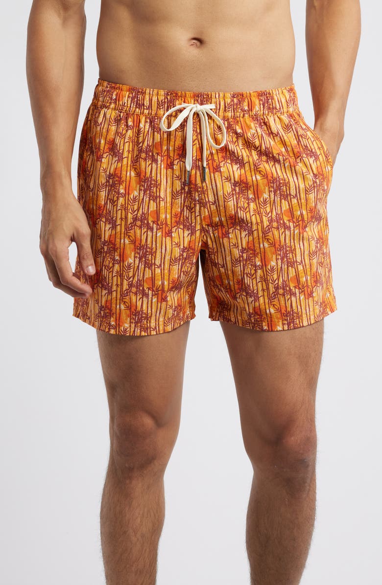 Fair Harbor Bungalow Water Repellent Swim Trunks, Main, color, Sunny Bamboo Wl