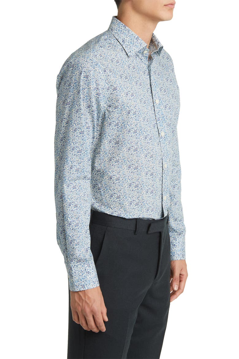 Grayland Floral Dress Shirt, Alternate, color, NAVY