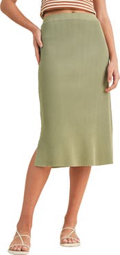 WISHLIST Rib Knit Midi Skirt