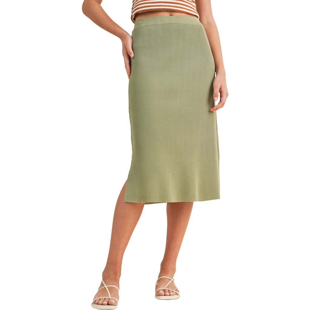 Wishlist Rib Knit Midi Skirt In Green