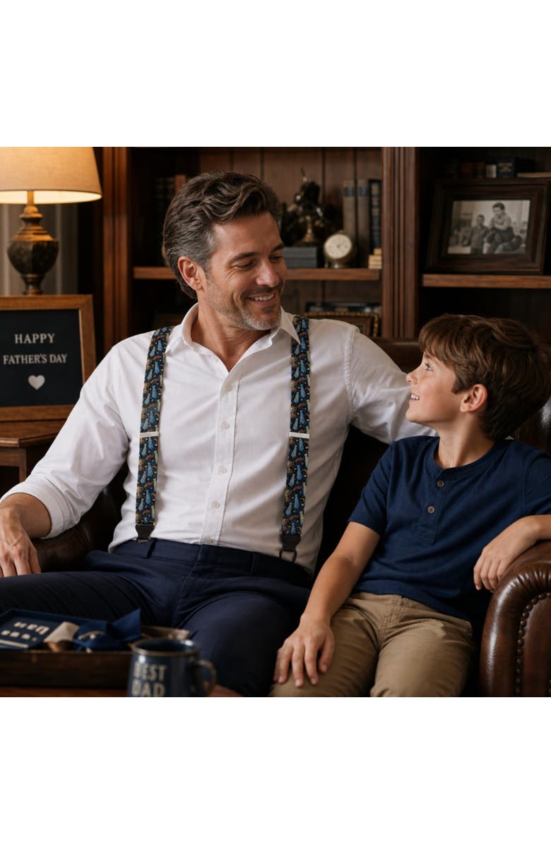 Trafalgar Father Knows Best Silk Button End Suspenders, Alternate, color, Navy Blue