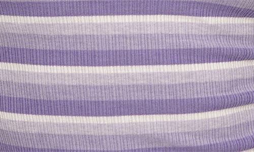 Reformation Muse Stripe Rib T-shirt In Purple Stripe