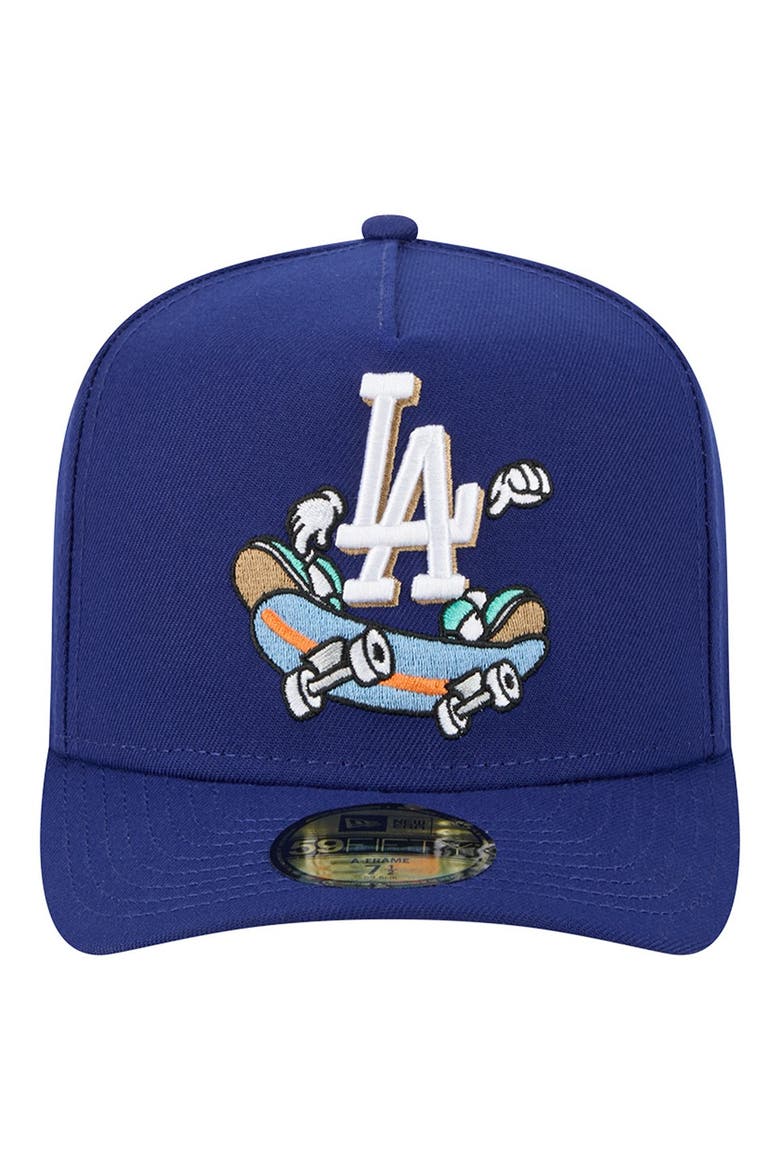 Men's New Era Dark Blue Los Angeles Dodgers Cartoon A-Frame 59FIFTY Fitted Hat, Alternate, color, Dark Blue