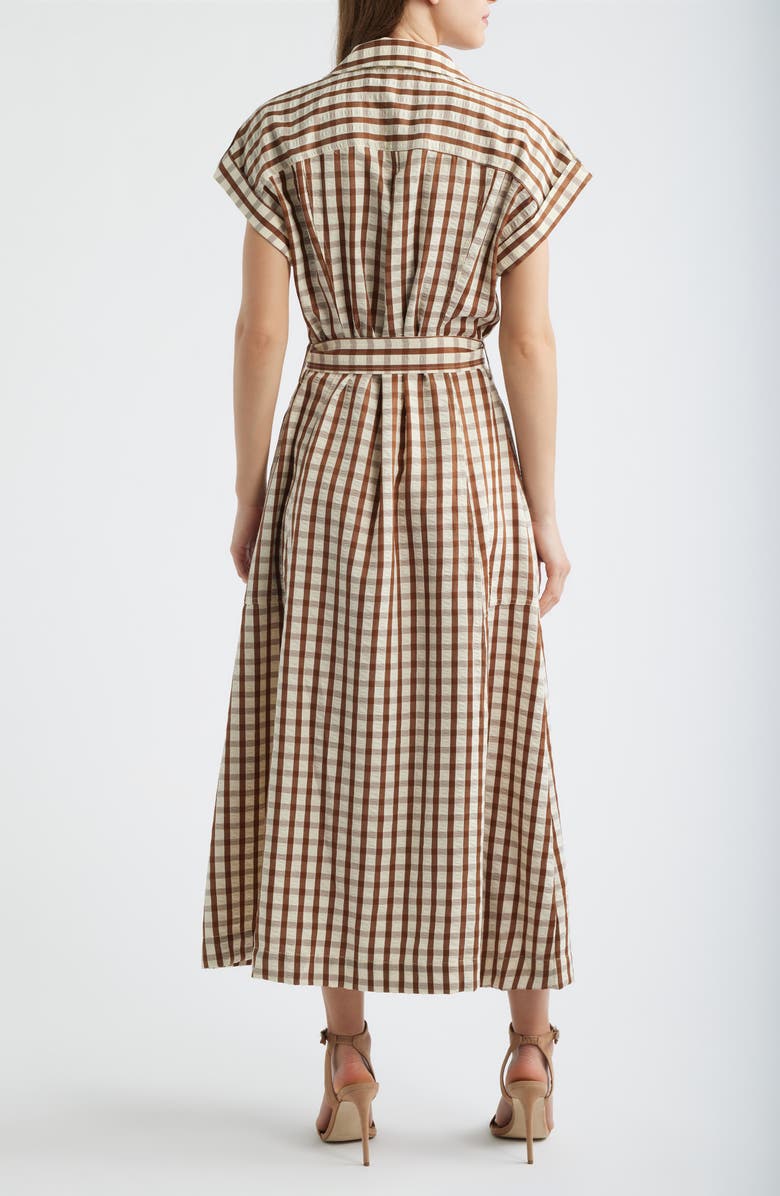 Brave+True Portia Stripe Maxi Shirtdress, Alternate, color, Brown Check